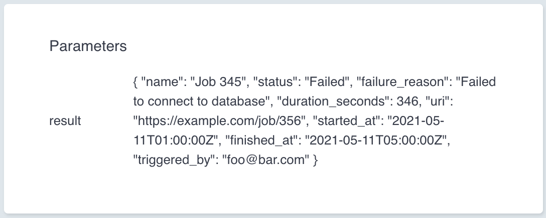 Result Parameters as JSON