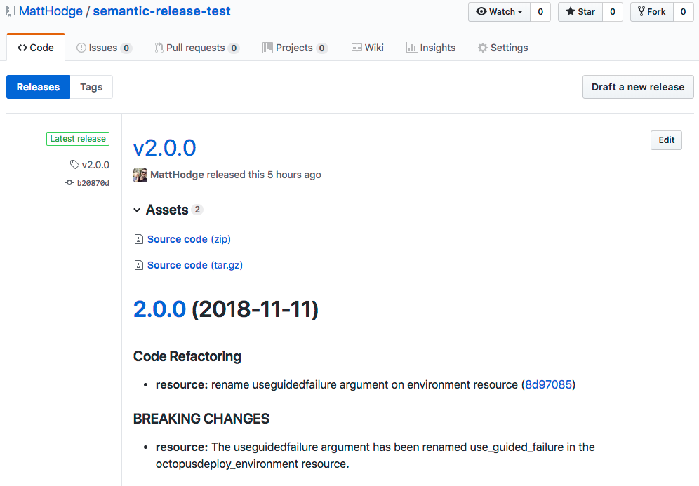 GitHub Release example
